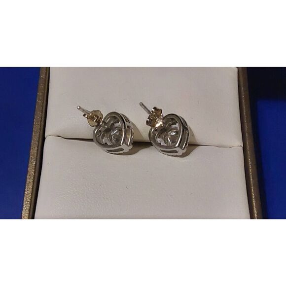 CERTIFIED~2 Carat Genuine Moissanite Halo Heart Stud Earrings~VALENTINE SALE - Picture 4 of 6
